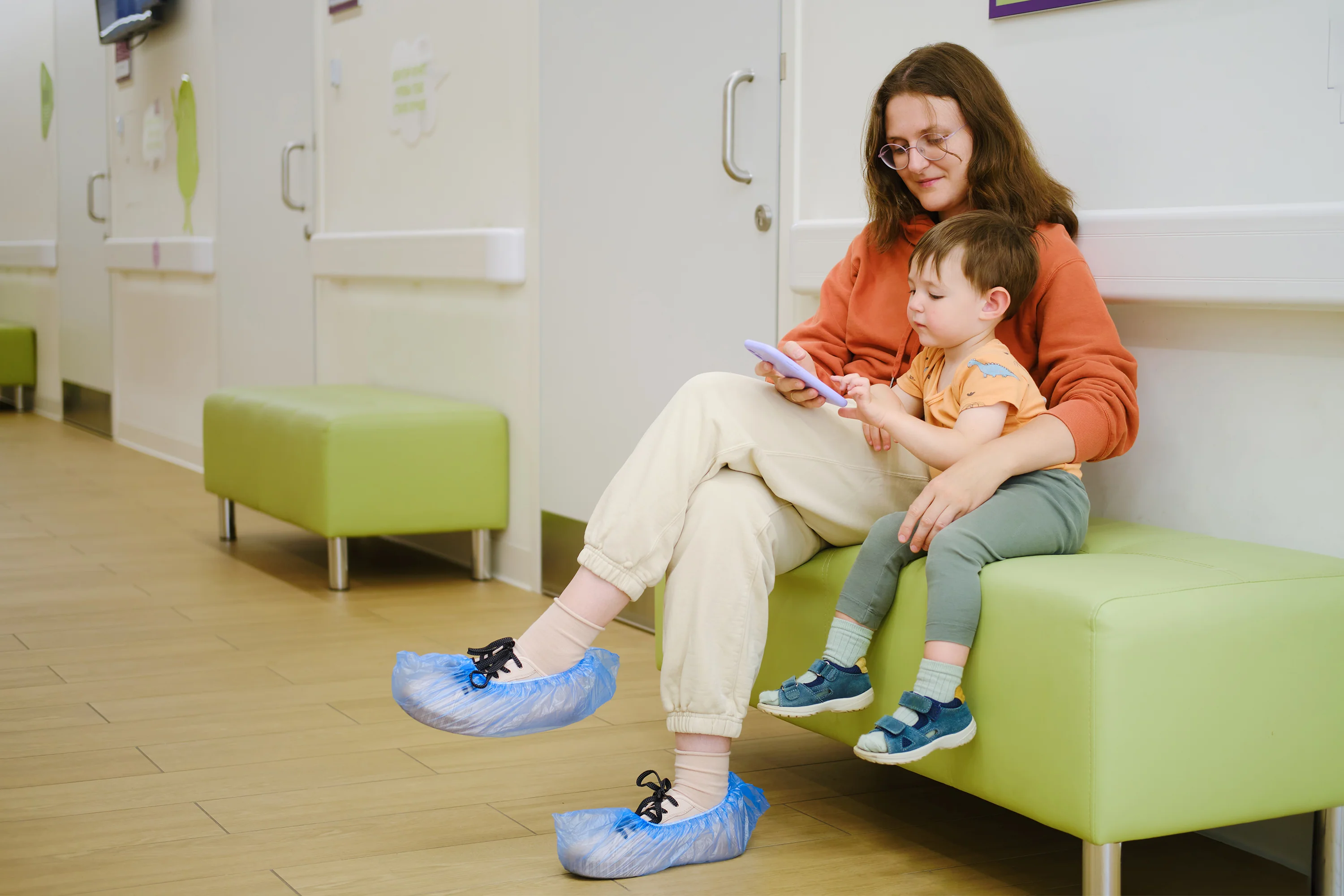 Parent and child in a hospital setting
